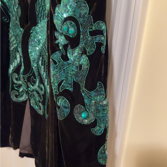 Anna Sui Elegant deep green beaded phoenix velvet jacket - Picture 6 of 8